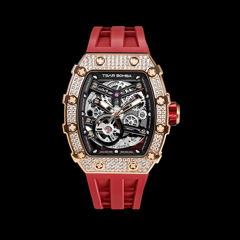 Diamond Like Cubic Zirconia Automatic Watch TB8208D---$300-$500, all, D, Mechanical, Summer Collection-Tsarbomba