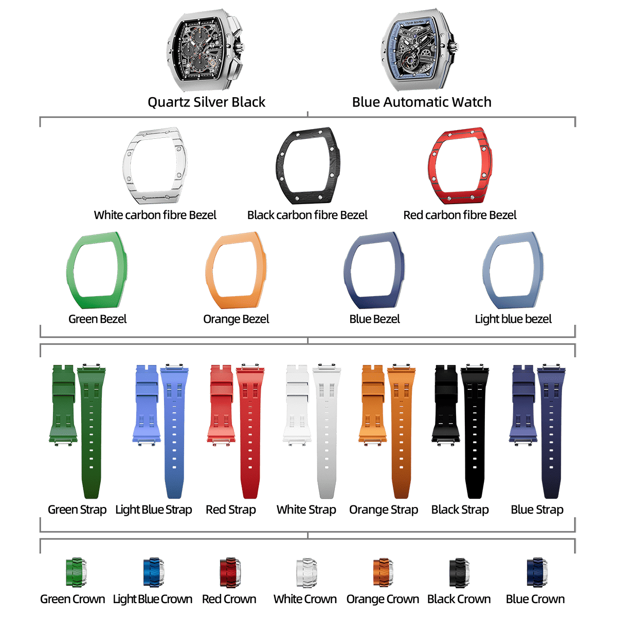 Atomic 可互換自動機械錶組合(7 合 1)