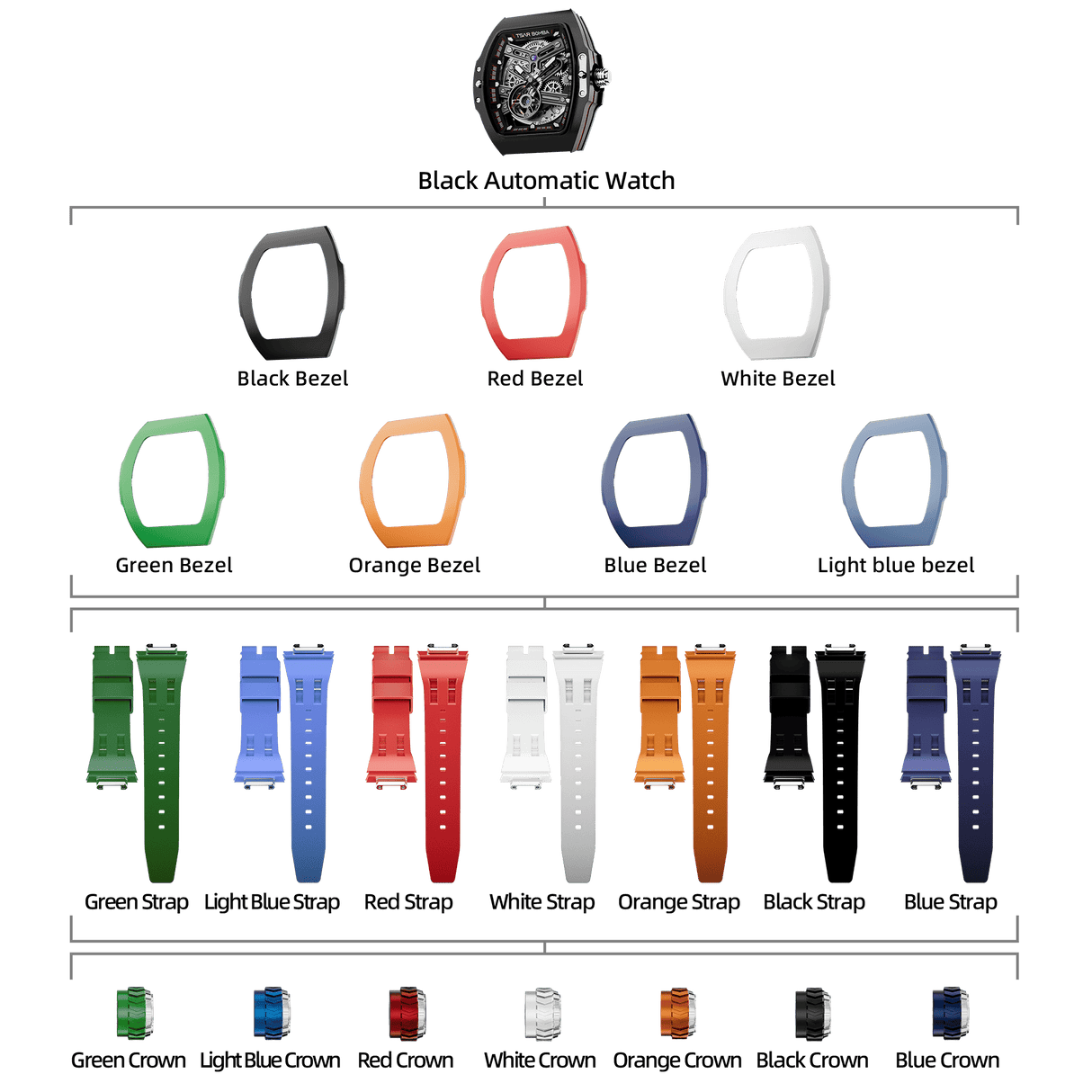 Atomic-Interchangeable Automatic Watch Combo (7-in-1)