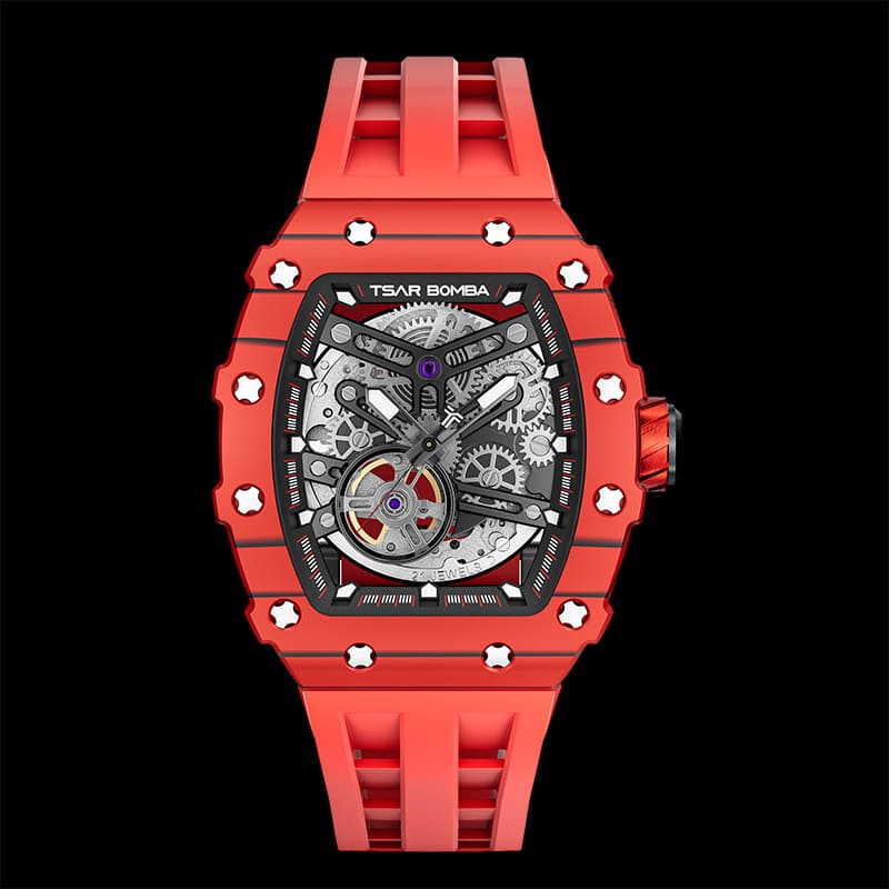 Carbon Fiber Automatic Watch TB8208CF--Watch-$300-$500, all, Carbon Fiber, Mechanical, Summer Collection-Tsarbomba