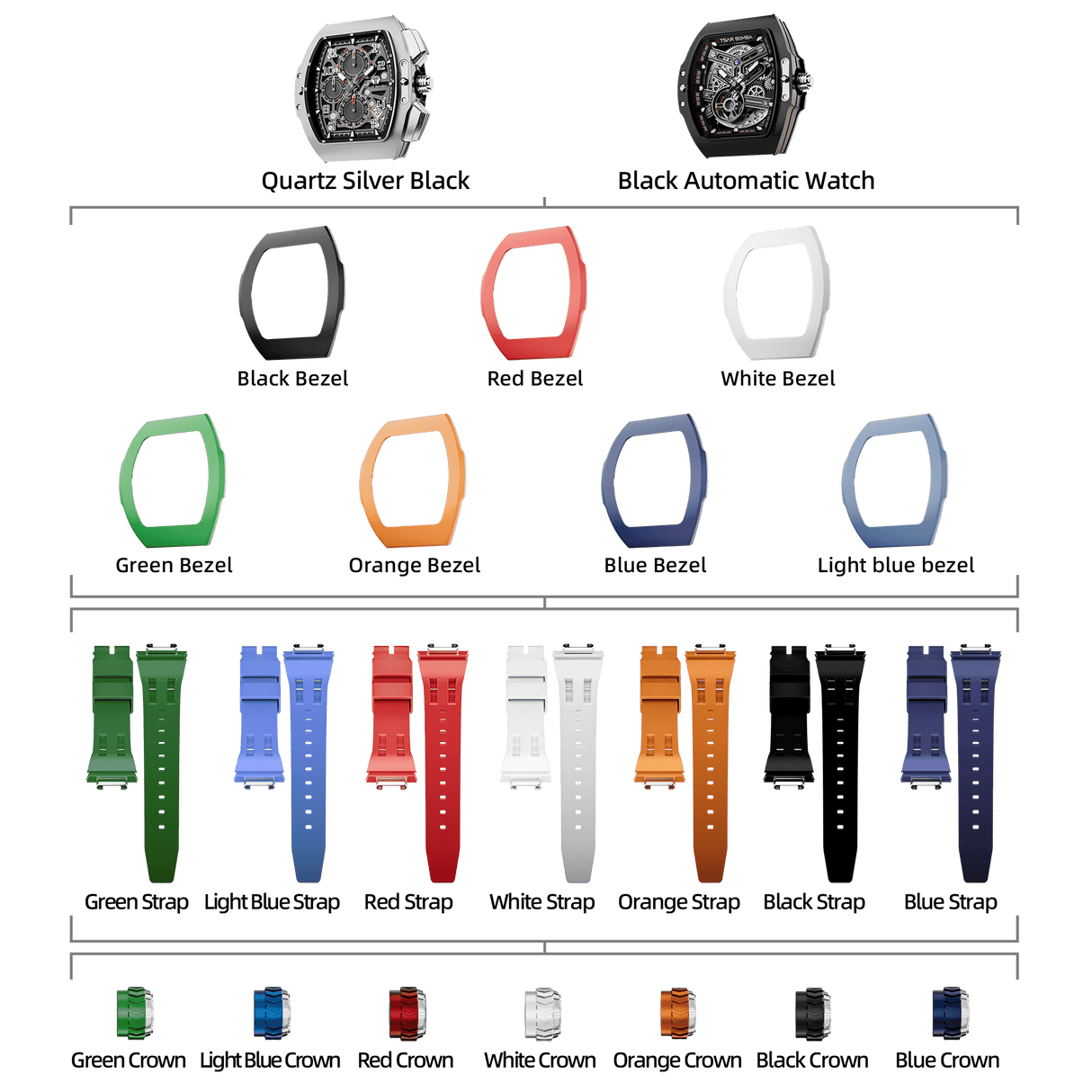 Atomic-cserélhető naptáras karóra kombináció (7 az 1-ben)