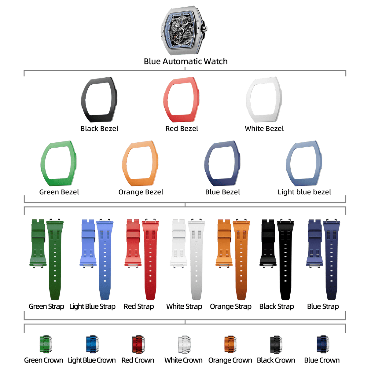 Atomic-Interchangeable Automatic Watch Combo (7-in-1)