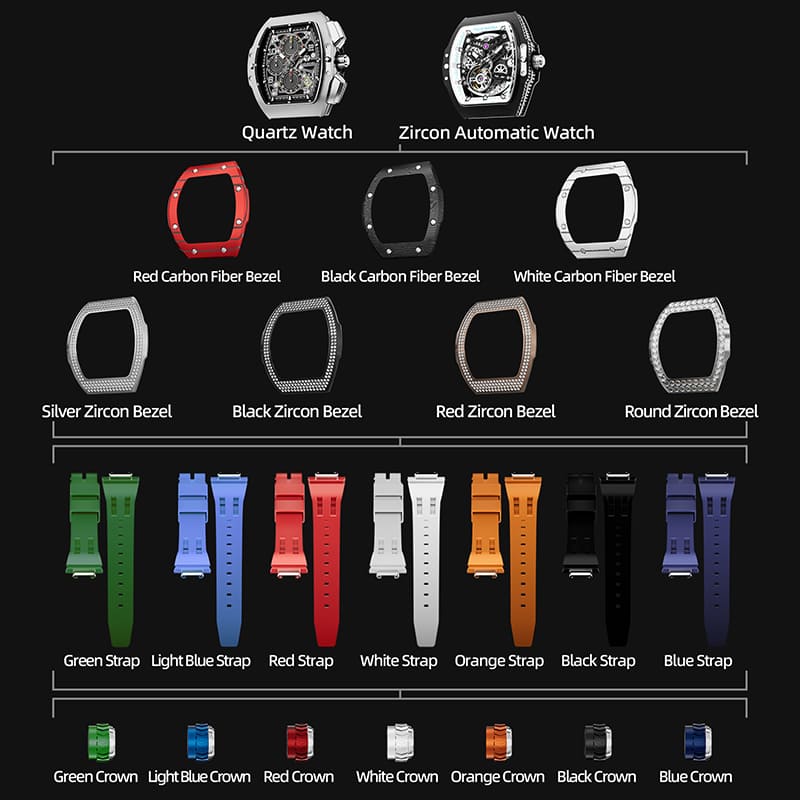 Atomic-Cubic Zirconia Interchangeable Automatic Black White-7