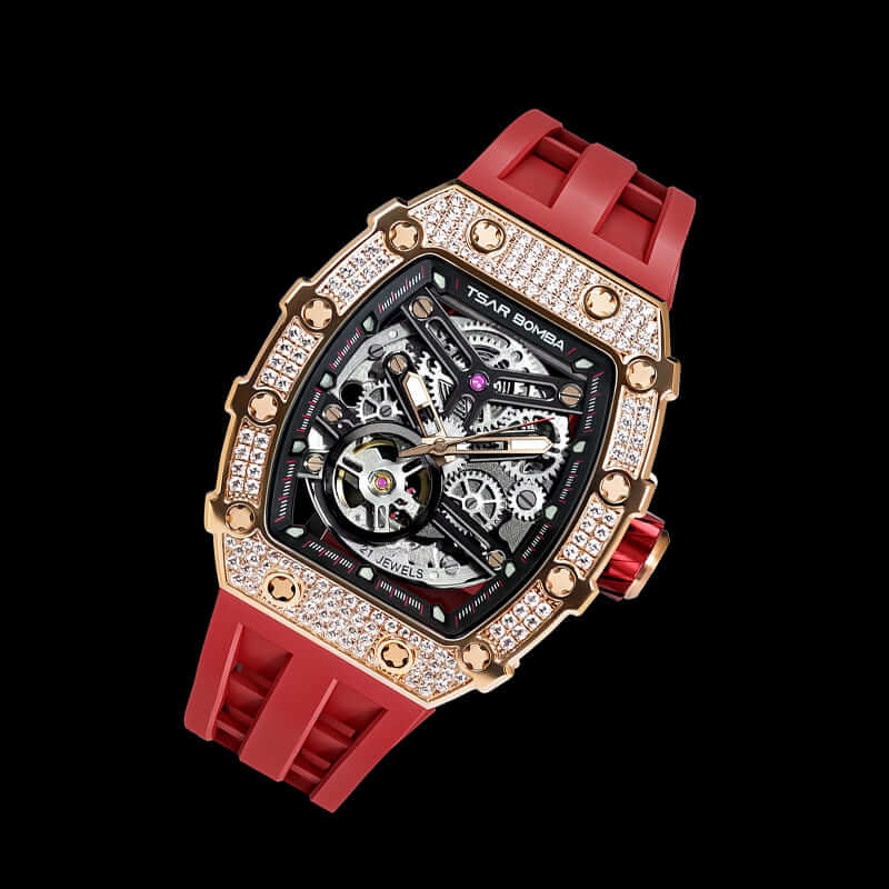 Diamond Like Cubic Zirconia Automatic Watch TB8208D---$300-$500, all, D, Mechanical, Summer Collection-Tsarbomba