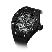 TSAR BOMBA Atomic TB8218CF; automatic skeleton carbon fiber men interchangeable watch carbon fiber set. Set inclues 1 automatic core and 2 fluororubber and 3 carbon fiber bezel an d 5 strap and 5crown. The TB8218CF(5-IN-1) Fractures carbon fiber bezel and case.TSAR BOMBA’s patented technology for interchangeable straps, bezels, and crowns. Quickly swap modules without tools—since your watch can change its style, why buy another one?