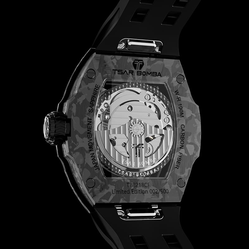 Atomic-Carbon Fiber Interchangeable Automatic Watch Back