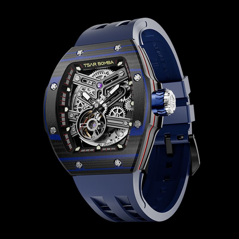 Atomic-Interchangeable Automatic Watch Carbon Fiber Blue