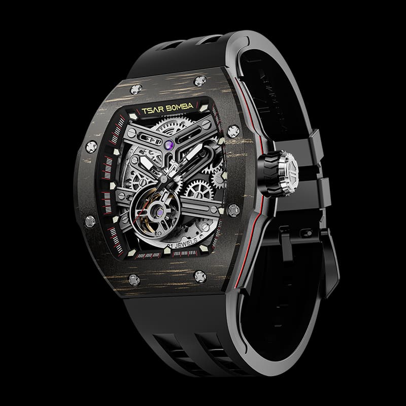 Atomic-Interchangeable Automatic Watch Carbon Fiber Gold Black