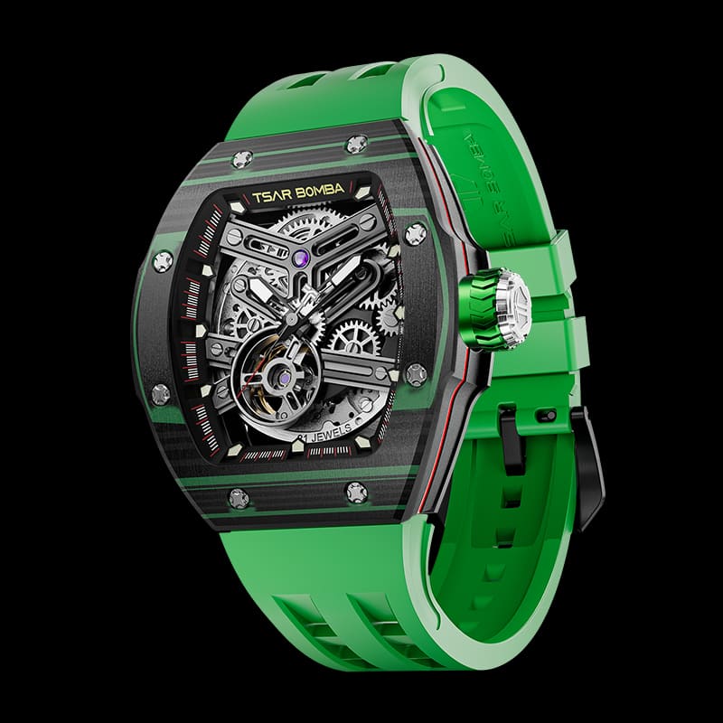 Atomic-Interchangeable Automatic Watch Carbon Fiber Green