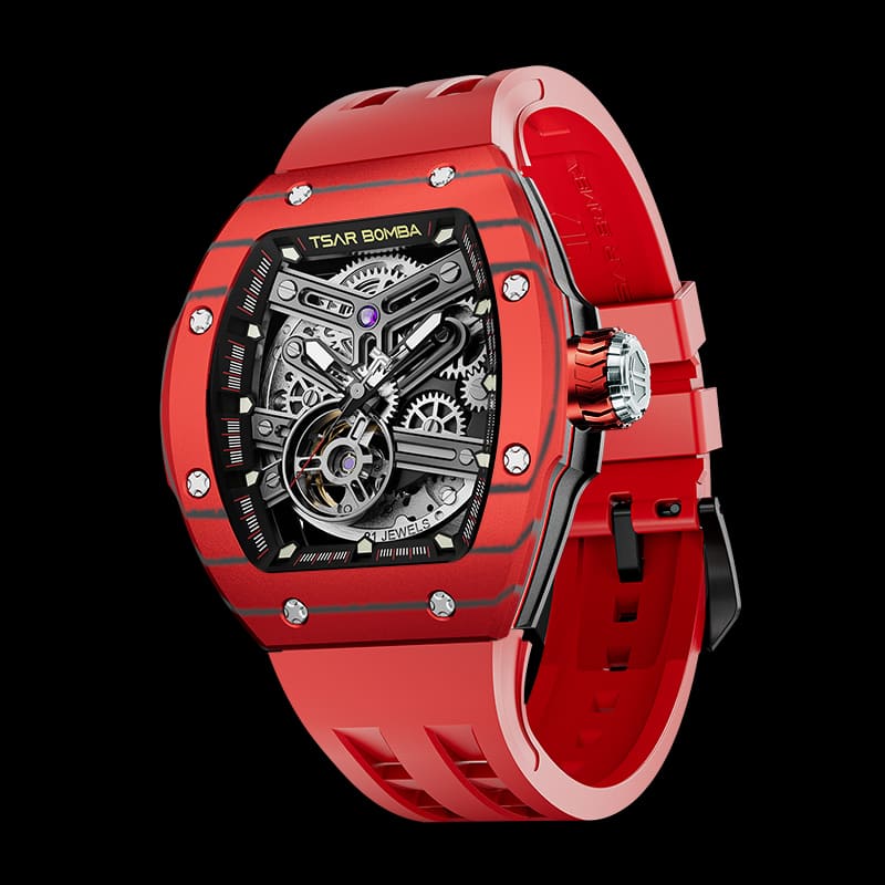 Atomic-Interchangeable Automatic Watch Carbon Fiber Red