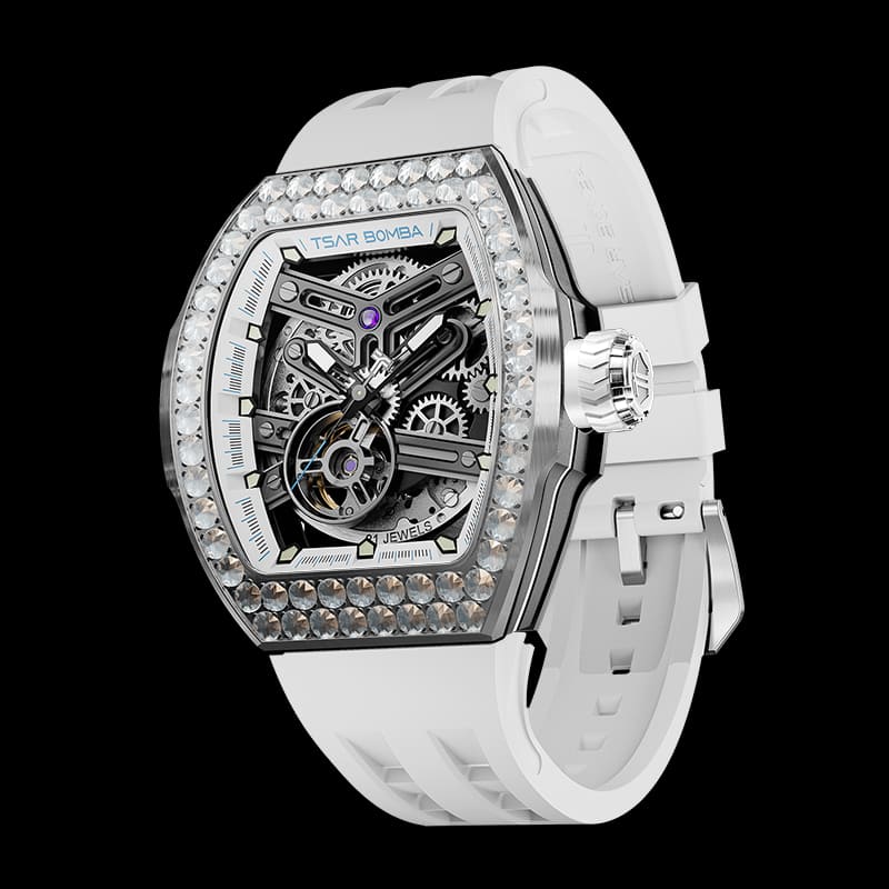 Atomic-Interchangeable Automatic Watch Cubic Zirconium Big Round White