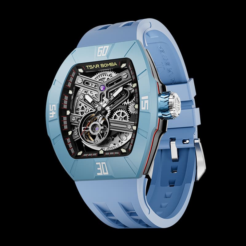 Atomic-Interchangeable Automatic Watch Fluororubber Dynamic Lightblue