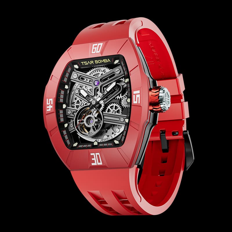 Atomic-Interchangeable Automatic Watch Fluororubber Dynamic Red