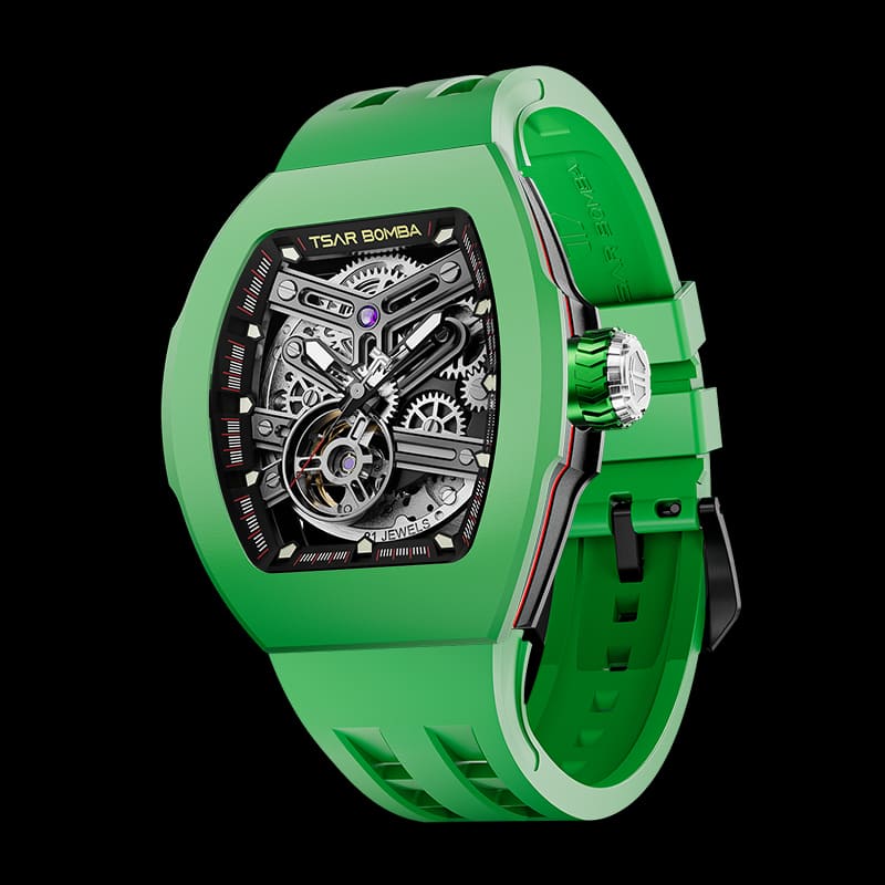 Atomic-Interchangeable Automatic Watch Fluororubber Green