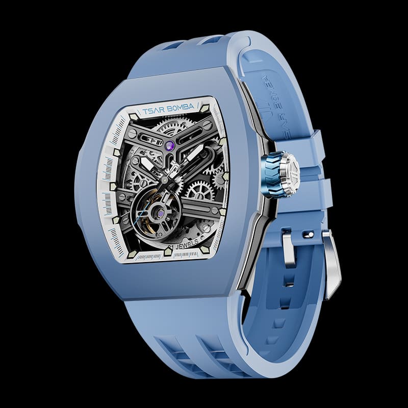 Atomic-Interchangeable Automatic Watch Fluororubber Lightblue