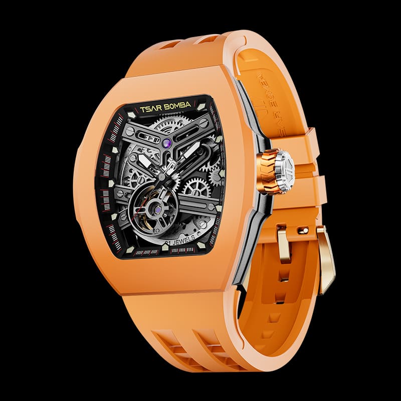 Atomic-Interchangeable Automatic Watch Fluororubber Orange