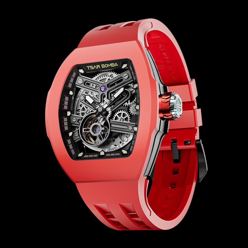 Atomic-Interchangeable Automatic Watch Fluororubber Red