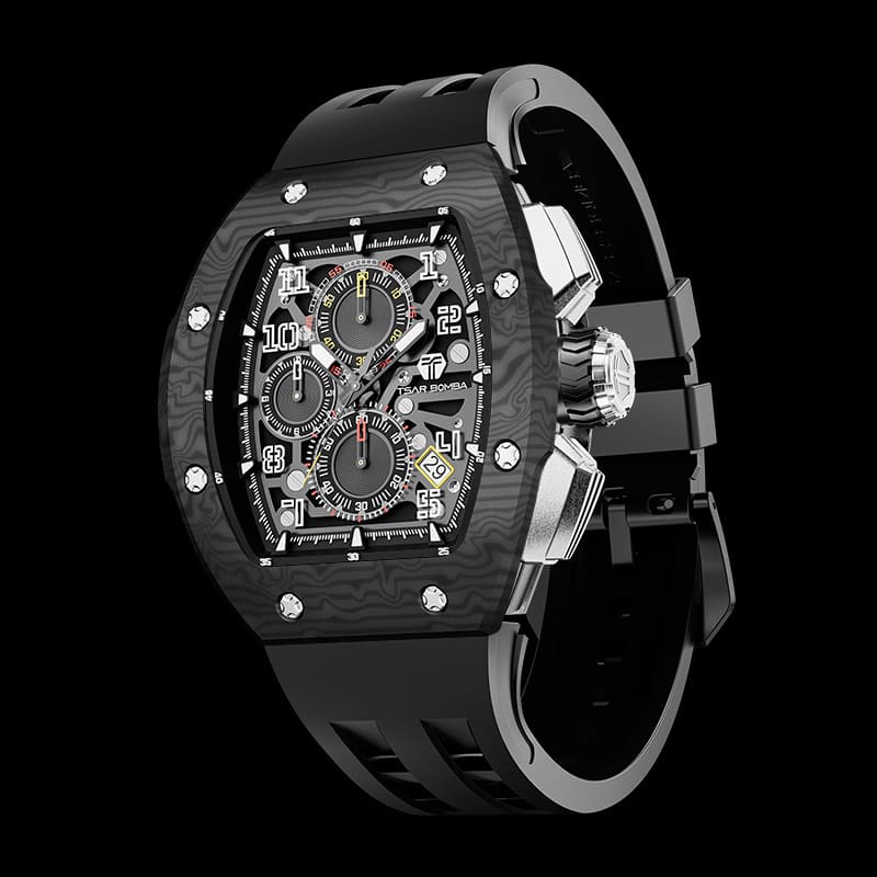 Atomic-Interchangeable Calendar Watch Carbon Fiber Black