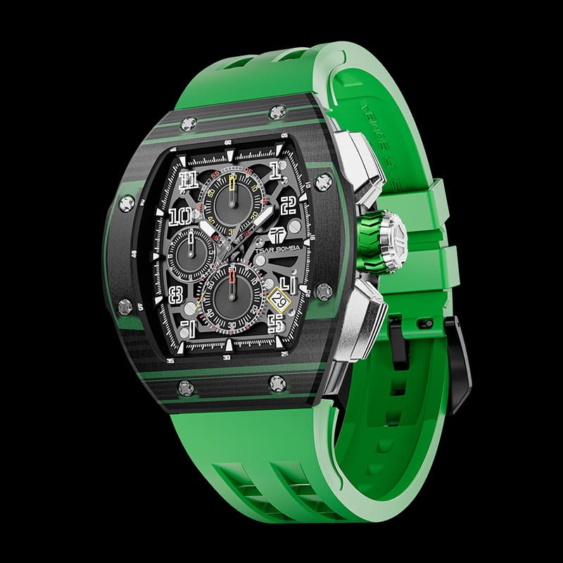 Atomic-Interchangeable Calendar Watch Carbon Fiber Green