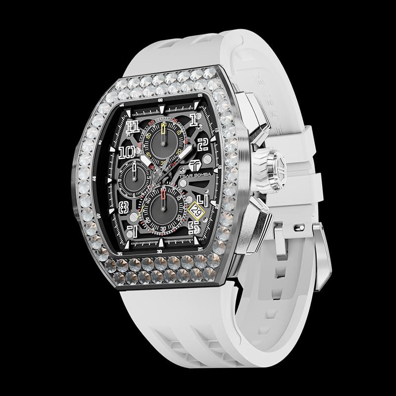 Atomic-Interchangeable Calendar Watch Cubic Zirconium Big Round White