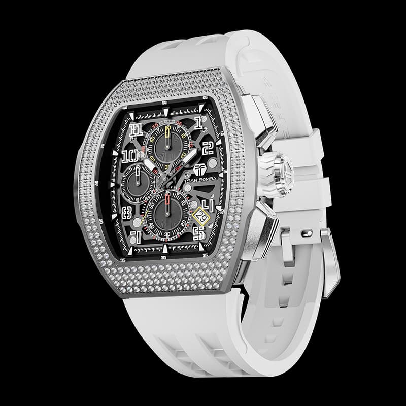 Atomic-Interchangeable Calendar Watch Cubic Zirconium Small Round White