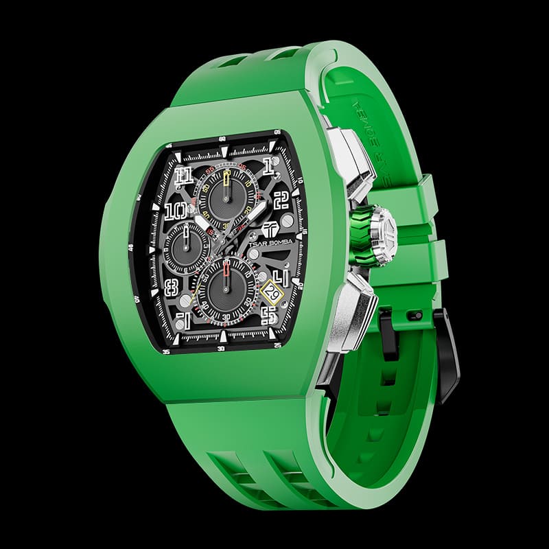 Atomic-Interchangeable Calendar Watch Fluororubber Green