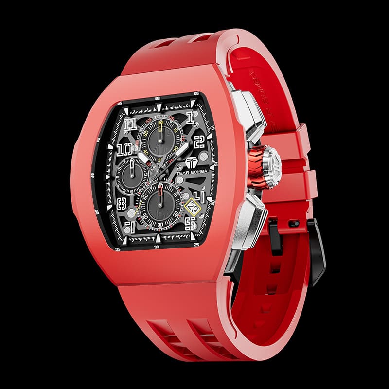 Atomic-Interchangeable Calendar Watch Fluororubber Red