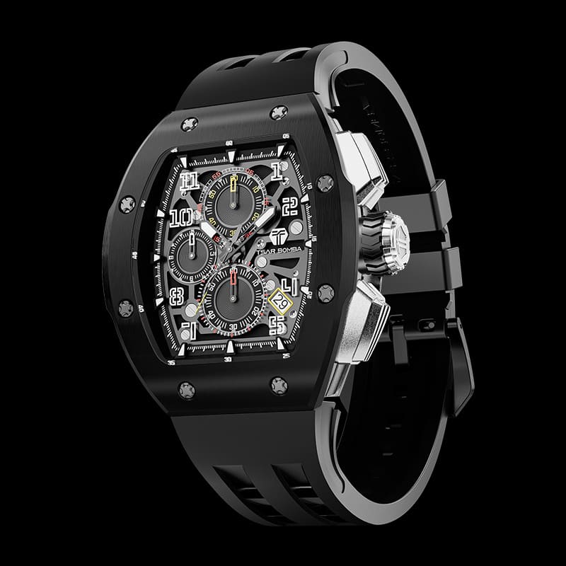 Atomic-Interchangeable Calendar Watch Stainless Steel Black