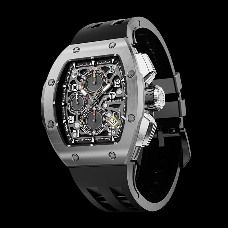 Atomic-Interchangeable Calendar Watch Stainless Steel Silver Black