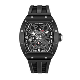 TSAR BOMBA Elemental TB8212 Skeleton Automatic Mechanical Watch. Powered by a Seiko Epson automatic movement, the full ceramic case is lightweight, skin-friendly.  It features Grade A luminescent coating, a scratch-resistant sapphire crystal, and a fluororubber strap. Water-resistant to 50 meters (5 ATM).--front view