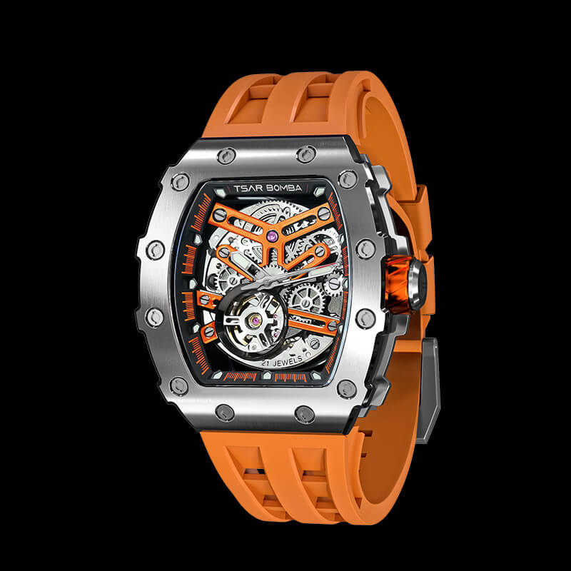 Elemental Series-Automatic Watch TB8208A Silver Orange-2