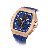  TSAR BOMBA Elemental TB8211Q Stainless Steel Tonneau Chronograph Watch. Features a stainless steel case and a precision-machined quartz movement. The textured dial integrates date display and chronograph function. A 1/20th-second counter is located at 12 o'clock, the date display at 3 o'clock, the hour/minute counter at 6 o'clock, and the seconds counter at 9 o'clock.