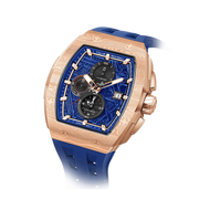  TSAR BOMBA Elemental TB8211Q Stainless Steel Tonneau Chronograph Watch. Features a stainless steel case and a precision-machined quartz movement. The textured dial integrates date display and chronograph function. A 1/20th-second counter is located at 12 o'clock, the date display at 3 o'clock, the hour/minute counter at 6 o'clock, and the seconds counter at 9 o'clock.