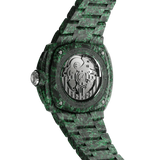 TSAR BOMBA Electron TB8401CF Men’s Watch. Crafted entirely from carbon fiber—including the strap—it weighs just 100 grams. The skeleton dial design offers a direct view of the movement, allowing you to appreciate the charm of precision mechanics in action. Powered by a Citizen MIYOTA movement. The Electron-TB8401CF features Grade A luminescent coating, scratch-resistant sapphire crystal, and an interchangeable fluororubber strap. Water-resistant to 100 meters (10 ATM).-Rear view