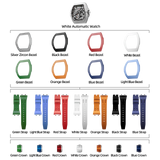 TSAR-BOMBA-Atomic-TB8218D-zirconia-diamond-set_7-in-1. Set includes 1 watch core and 1 zirconia diamond bezel and 6 fluororubber bezel and 7 fluororubber strap and 7crown. Utilizes TSAR BOMBA’s patented technology for interchangeable straps, bezels, and crowns. Quickly swap modules without tools—since your watch can change its style, why buy another one?