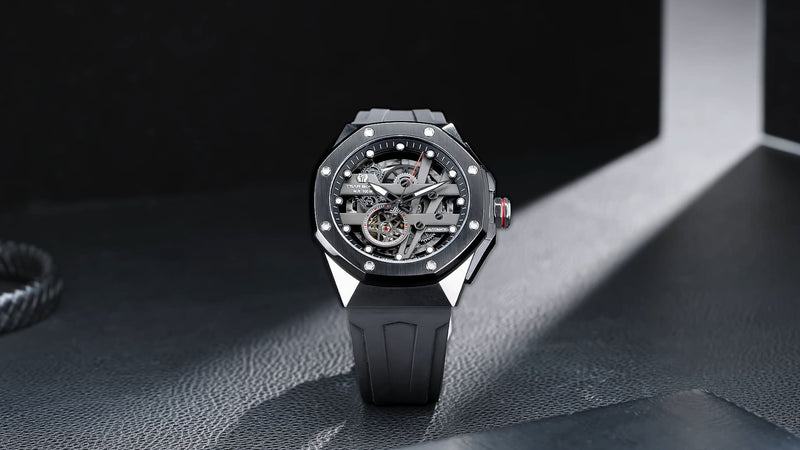 tsarbomba-elemental collection watches-TB8803A,Mechanical movement, round-dial mechanical watch, visible mechanical movement, skeletonized dial design, TB88030A product images