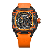 tsarbomba-dark matter 01-TB8601-Square design with a carbon fiber bezel and Miyota mechanical movement, paired with a fluororubber strap, combining style and durability;