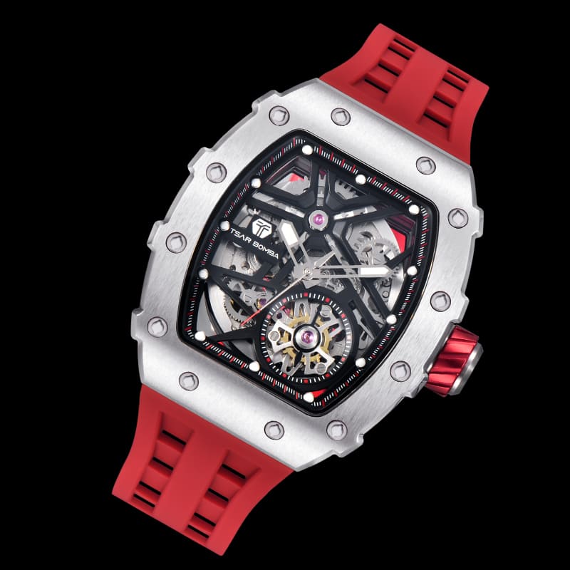 ساعة أوتوماتيكية من سلسلة Elemental TB8209A فضي أحمر-2